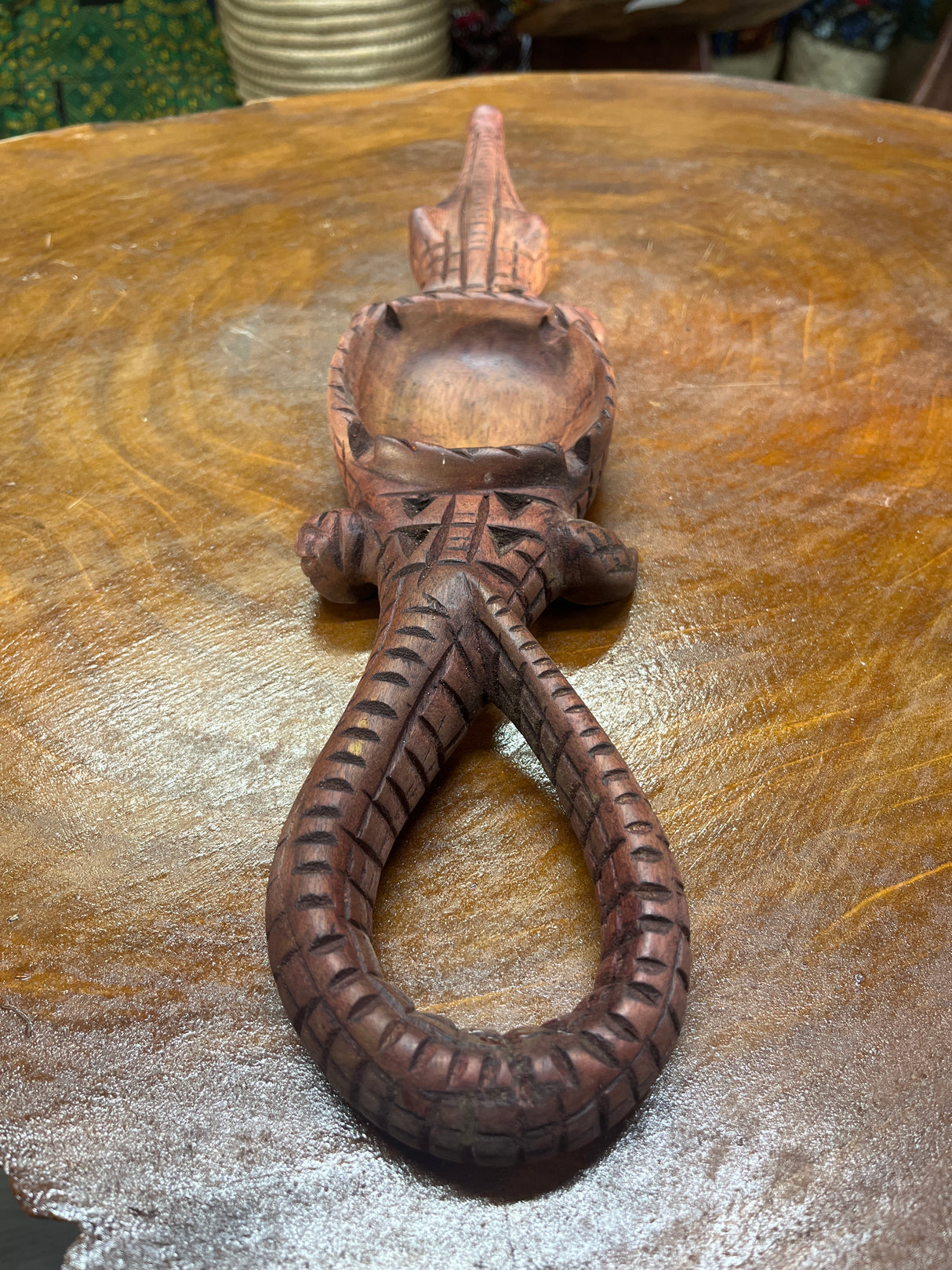 Handmade Wooden Crocodile Ashtray