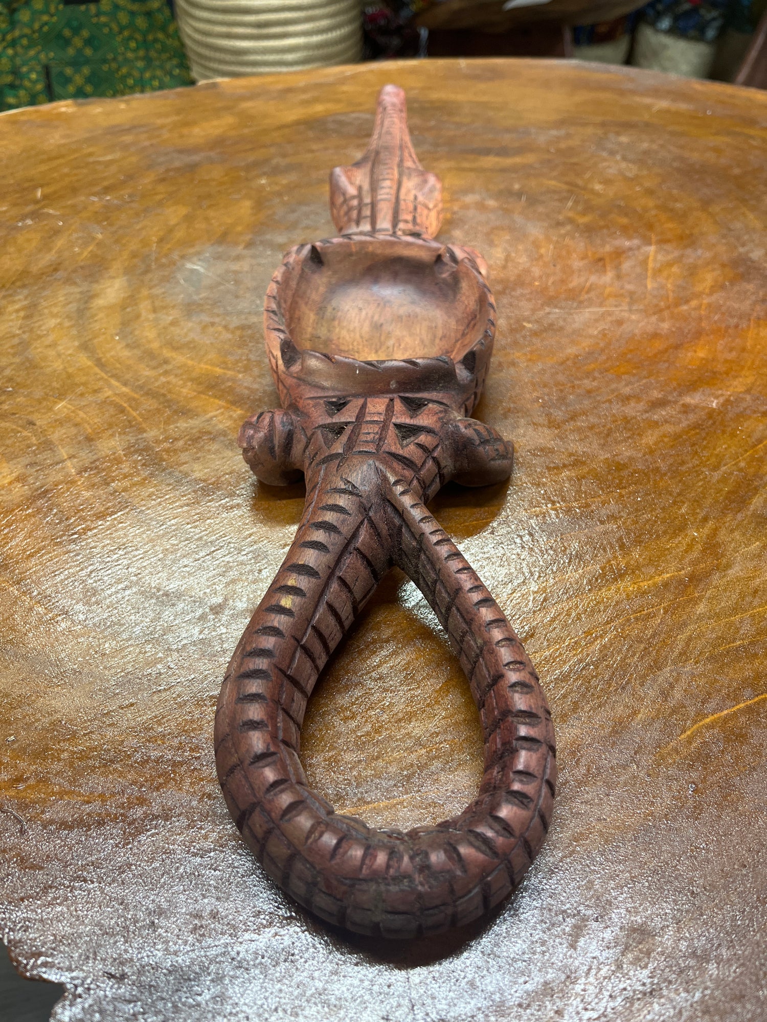 Handmade Wooden Crocodile Ashtray
