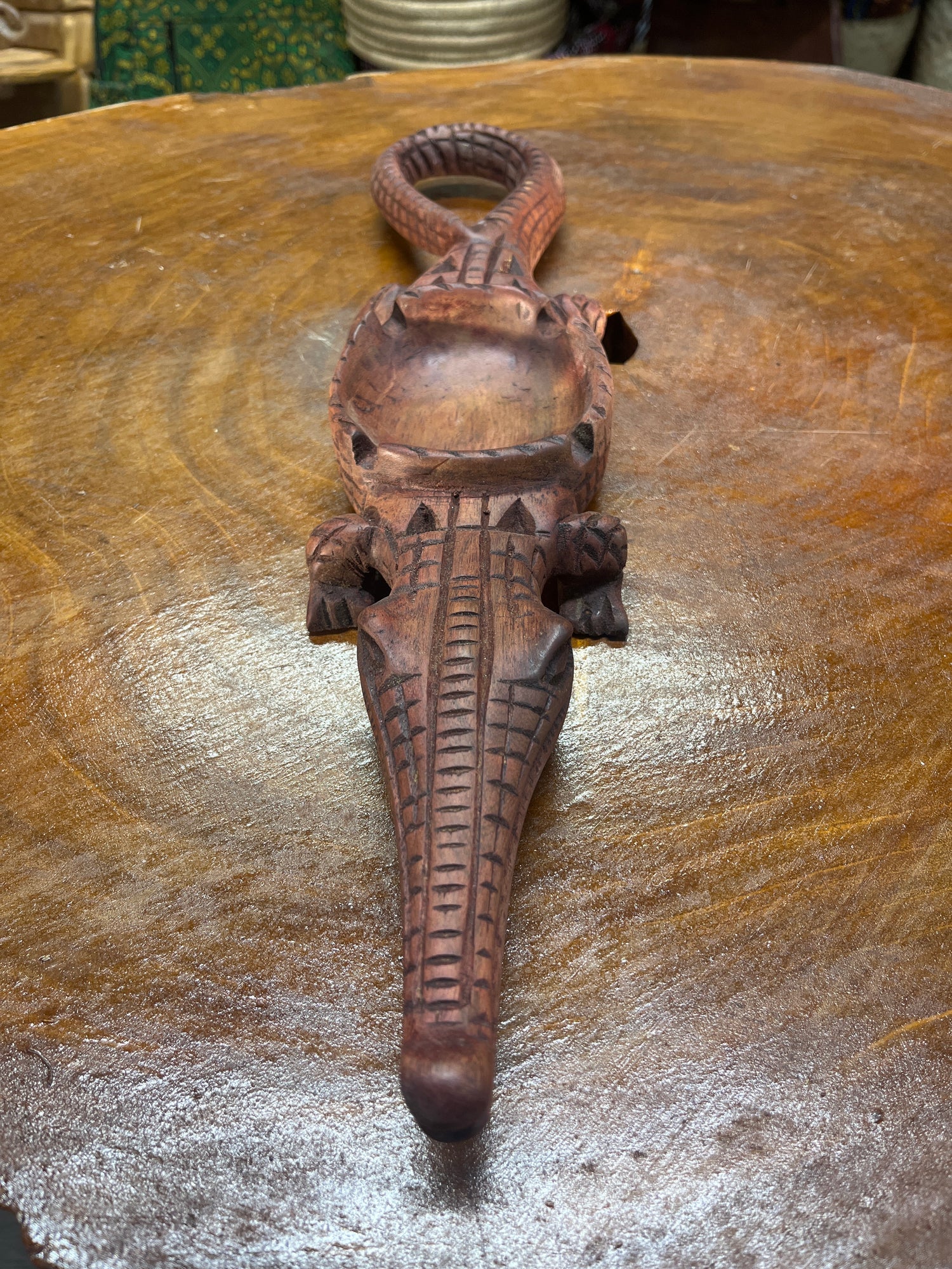 Handmade Wooden Crocodile Ashtray