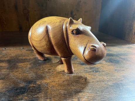 Mahogany Hand Carved Hippo