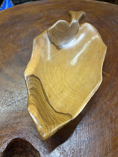 Handmade Wooden Leaf Salad and Serving Dish (Shallow)