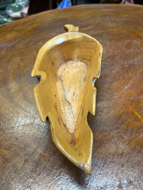 Small Handmade Wooden Leaf Dish