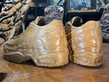 Pair of Nike Air Max 95 V1.1 Hand Carved Mahogany Display Piece