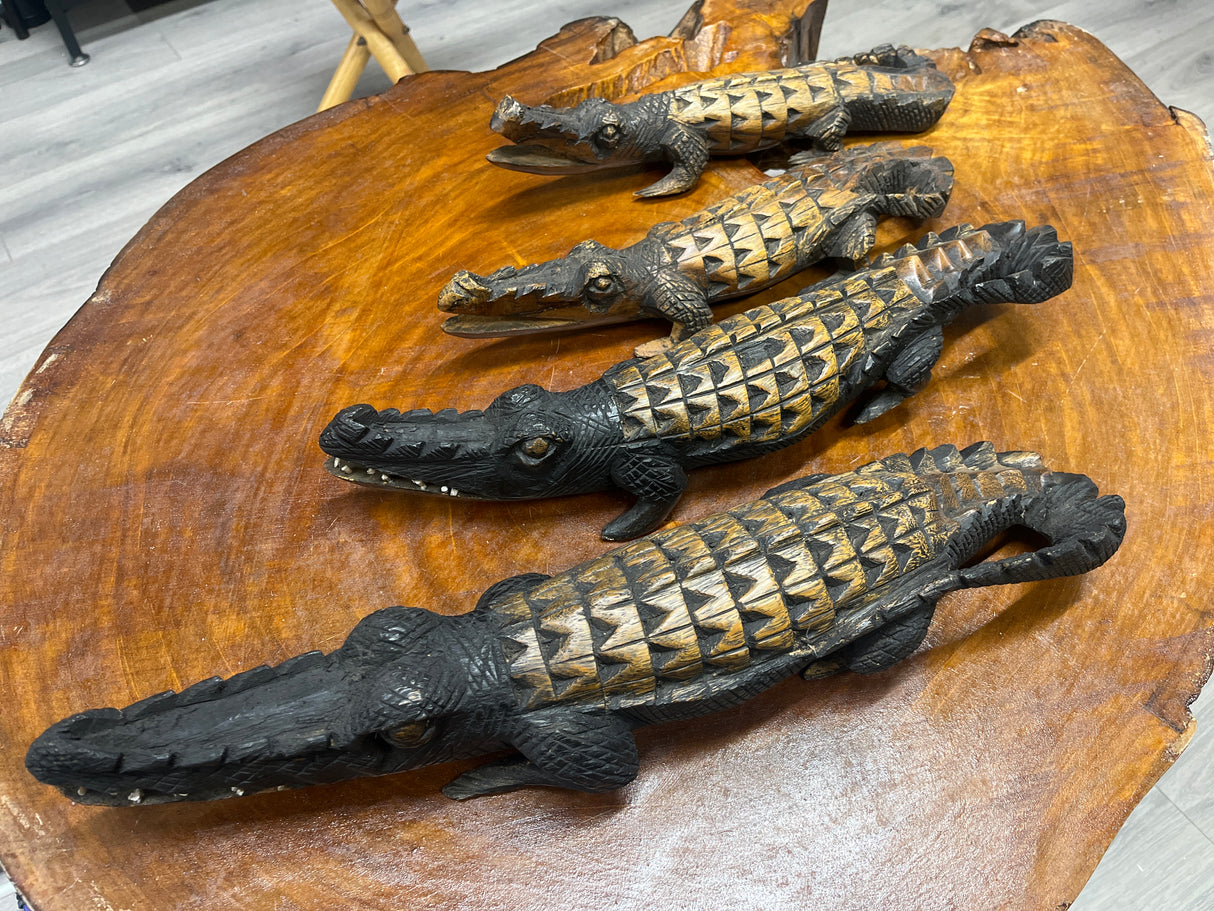 Hand Carved Intricate Wooden Crocodile Malawi
