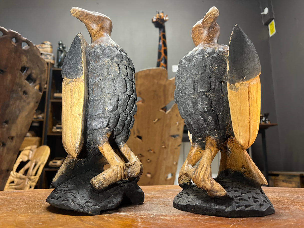 Pair of Handmade Wooden Eagles