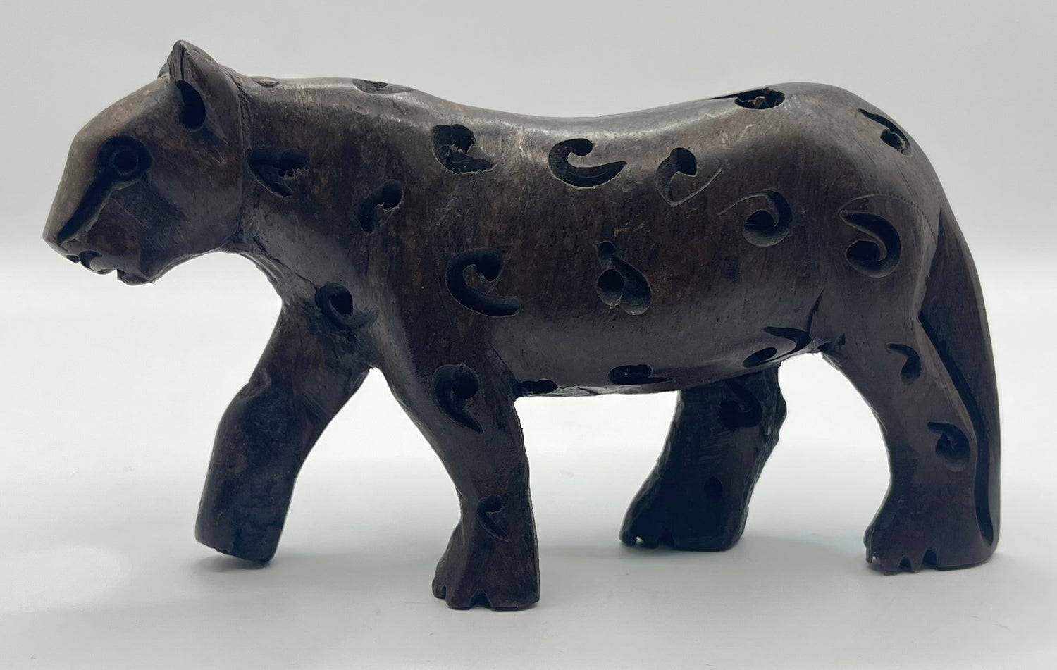 Mahogany Wooden Standing Leopard