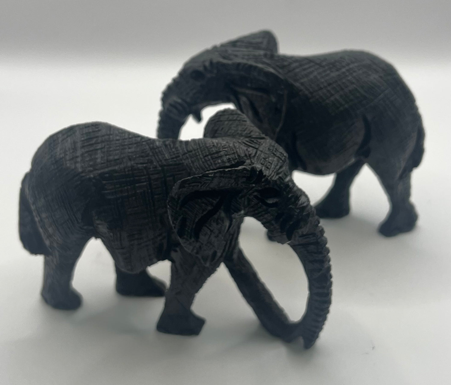 Textured Ebony Wooden Elephant