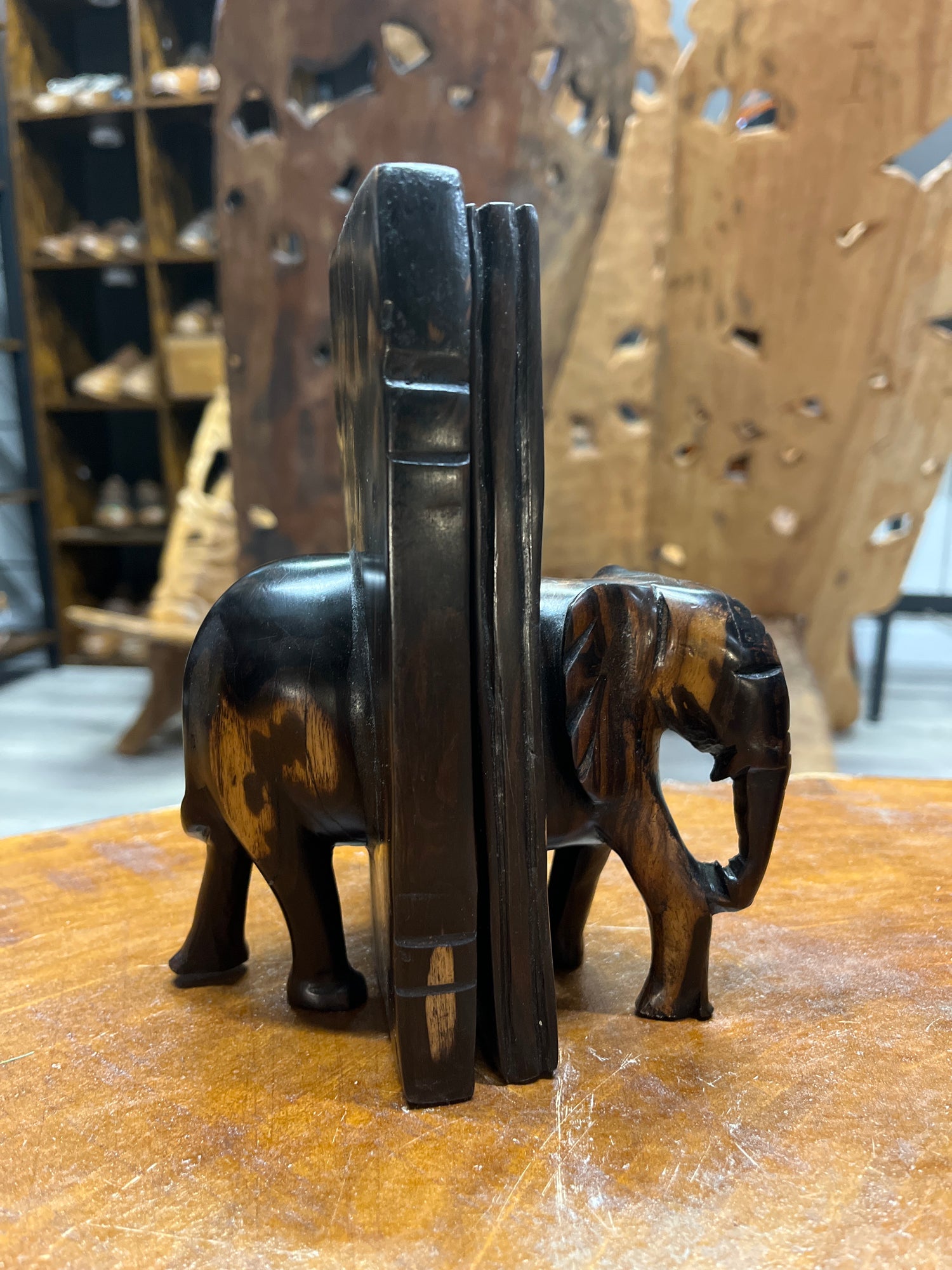 Beautifully Grained Ebony Elephant Book End