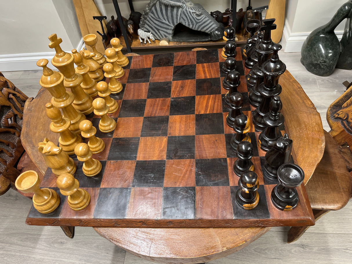 Large Handmade Malawian Chess Board With Pieces