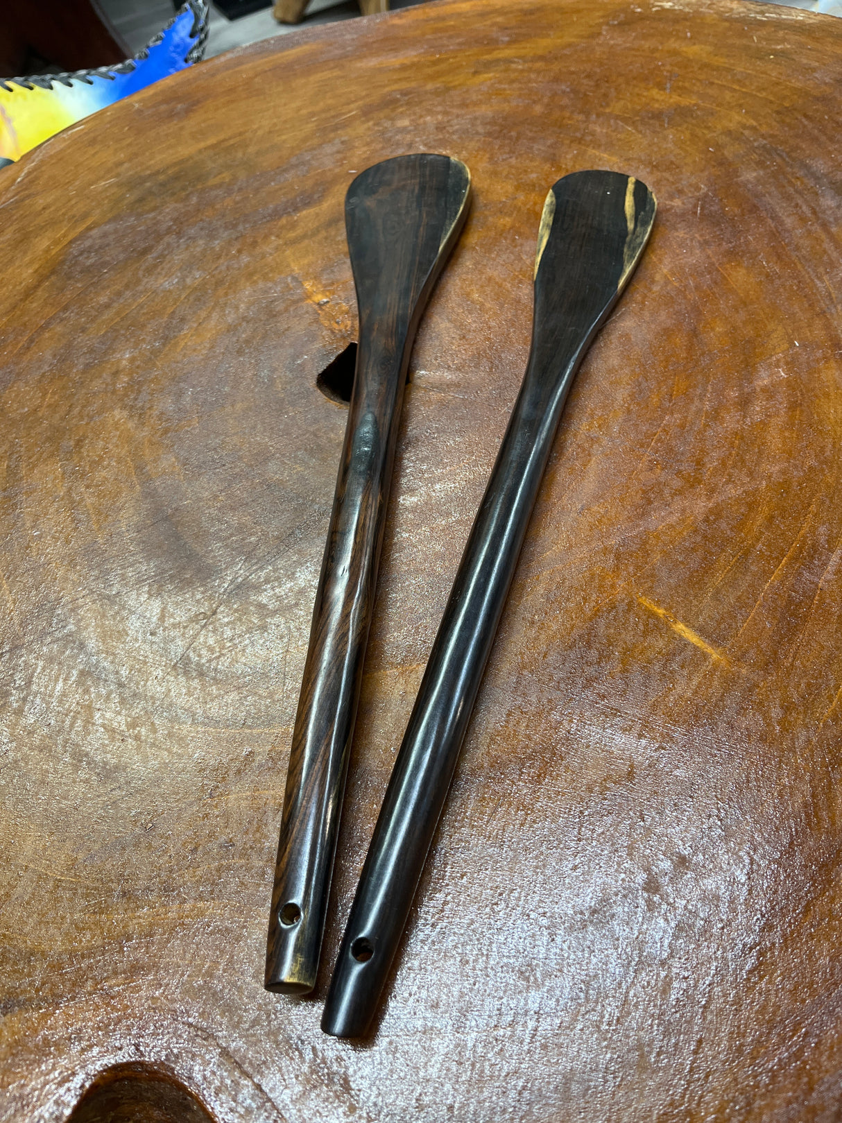 Large Smooth and Polished Ebony Serving Spoons Handmade in Malawi
