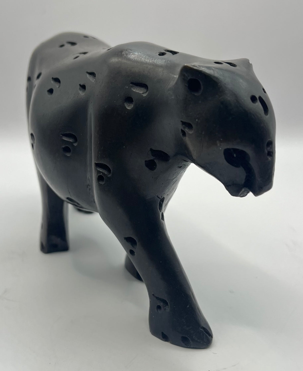 Mahogany Wooden Standing Leopard