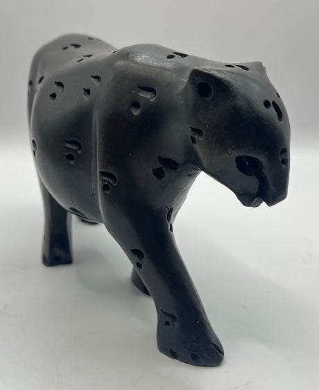 Mahogany Wooden Standing Leopard