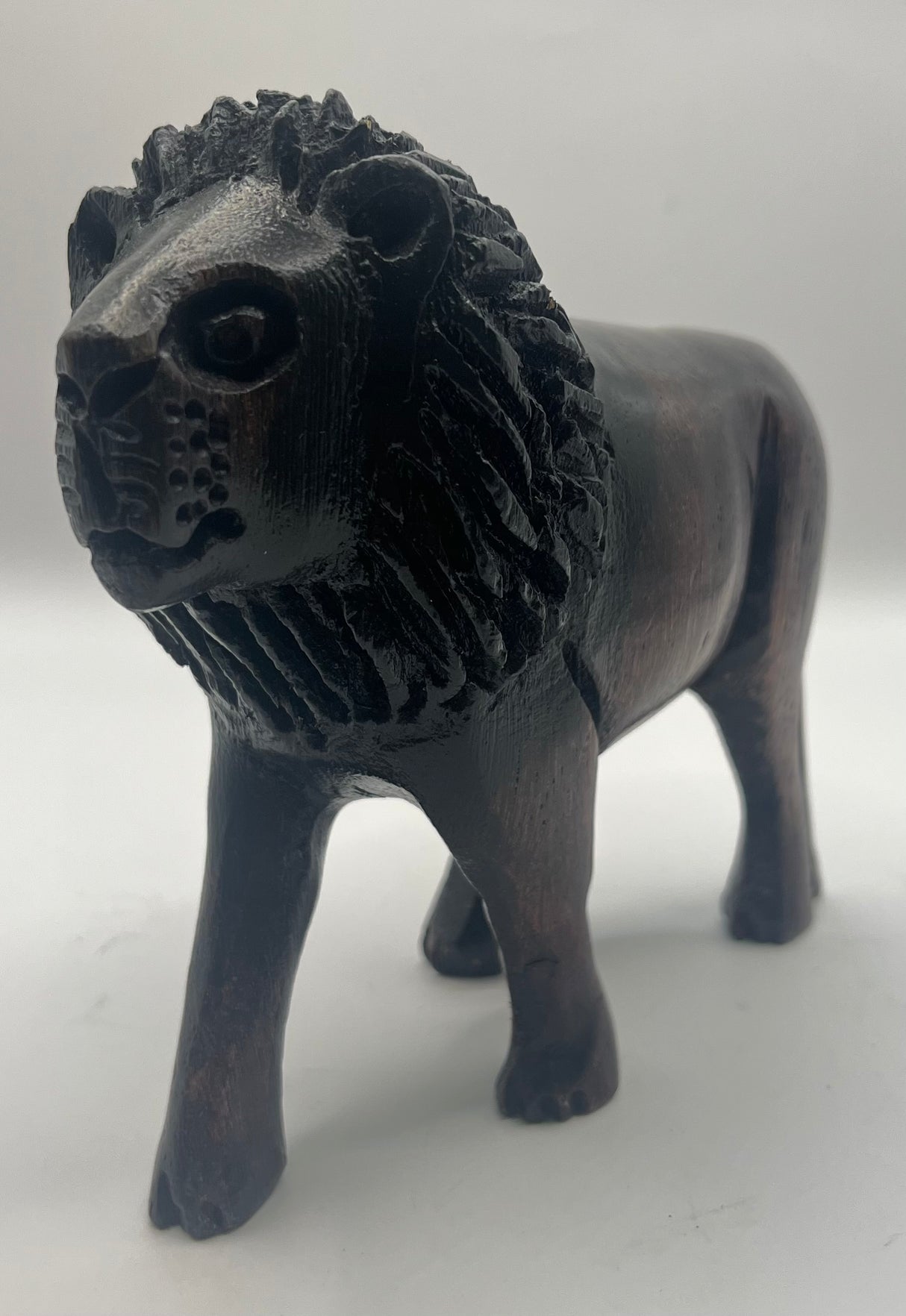 Mahogany Wooden Standing Lion