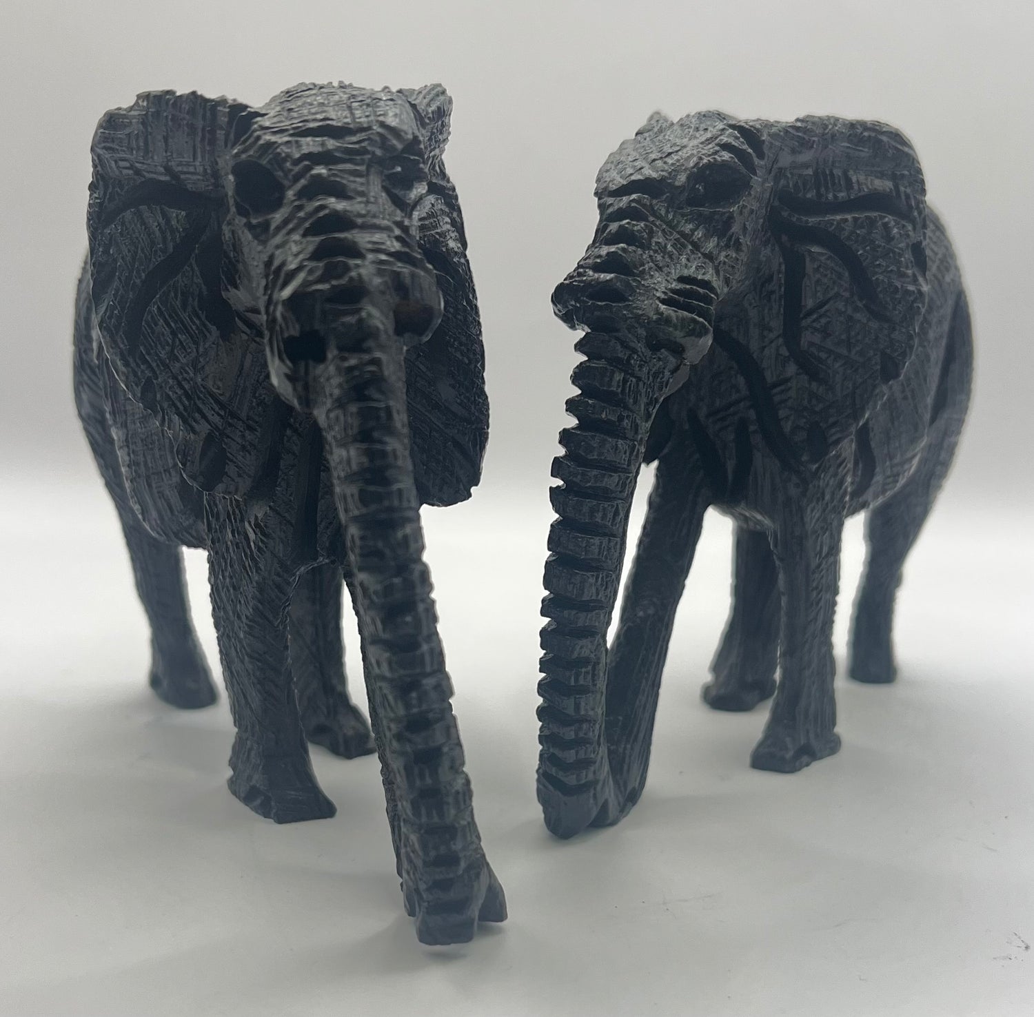 Textured Ebony Wooden Elephant