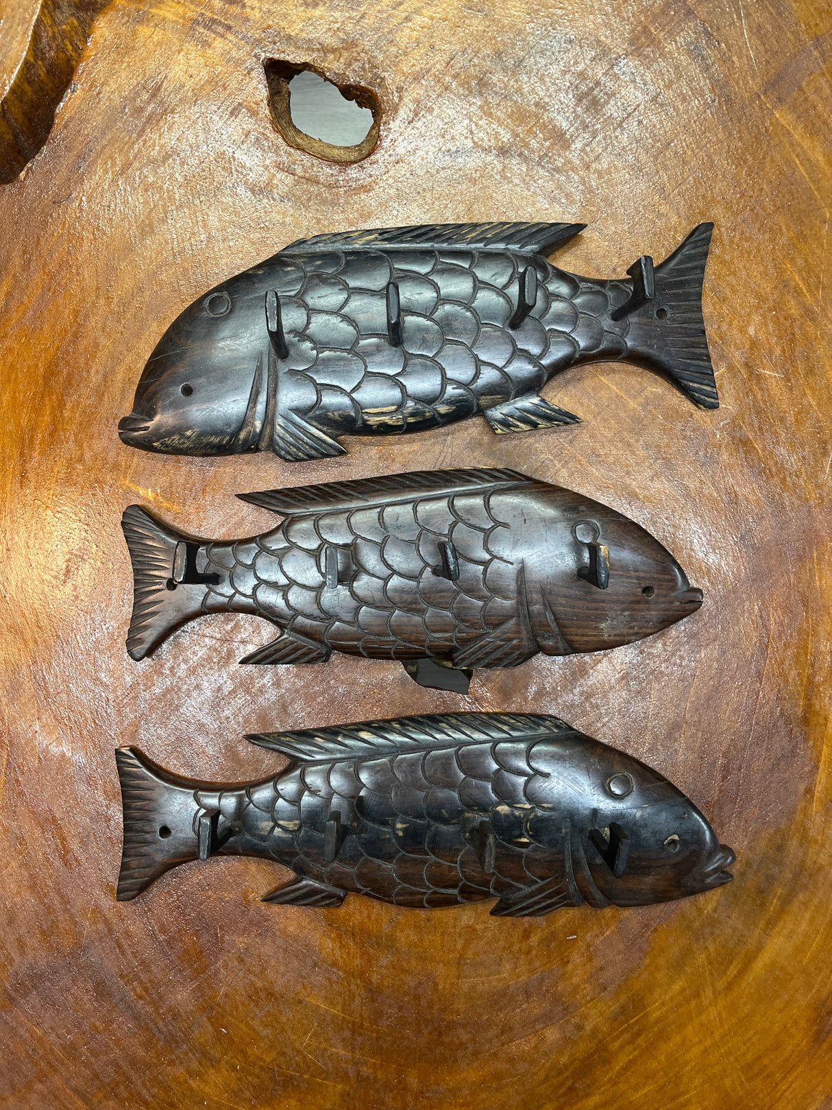 Ebony Wood Handmade Fish Keyholder