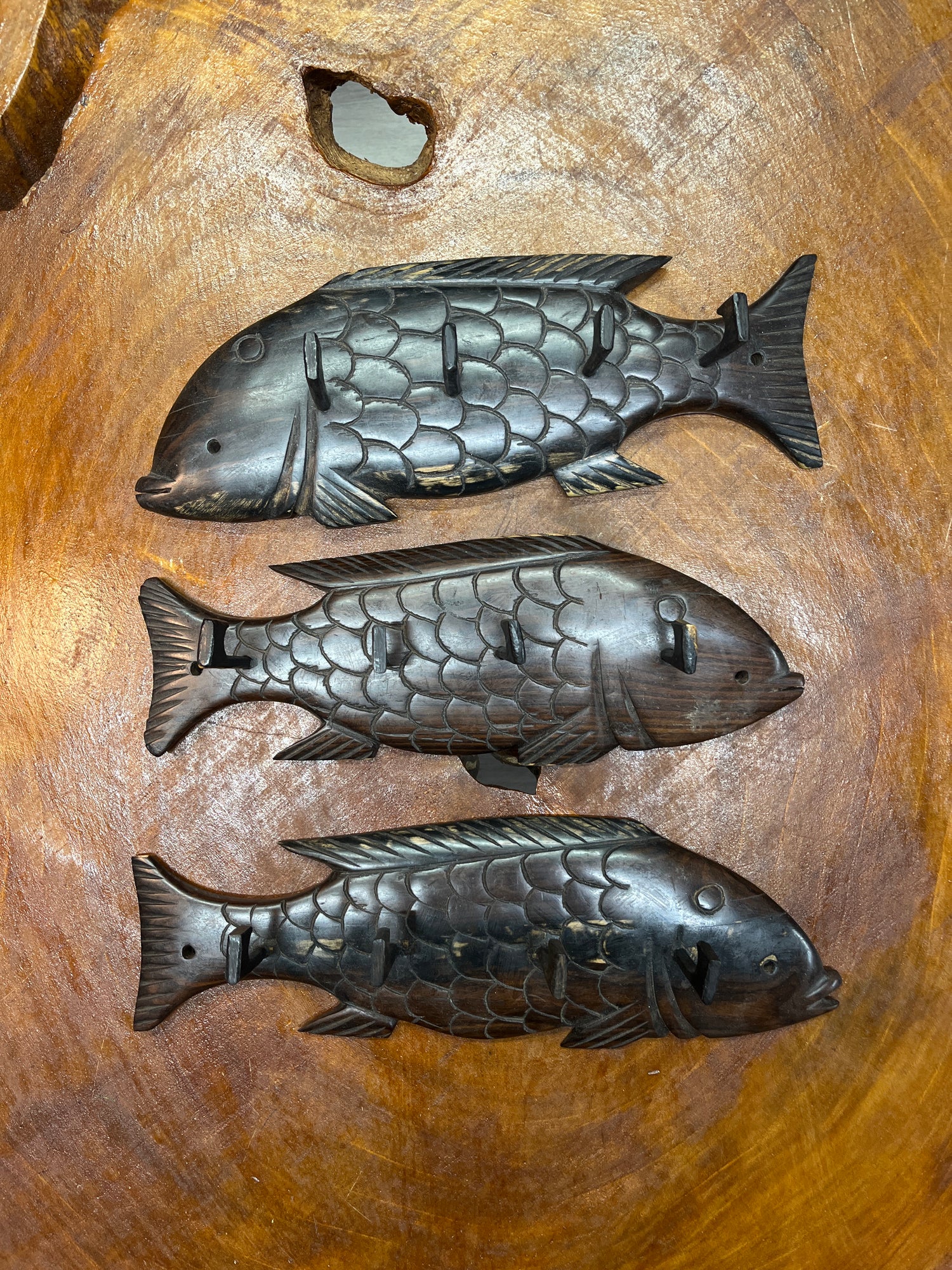 Ebony Wood Handmade Fish Keyholder