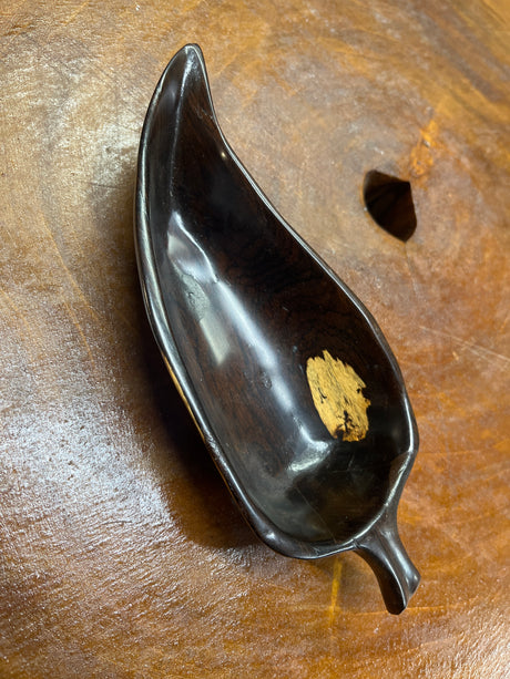 Small Ebony Handmade Wooden Leaf Dish