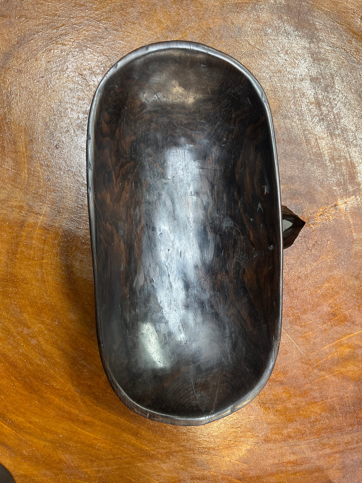 Ebony Wooden Tray / Dish with Fish Engraving on Sides