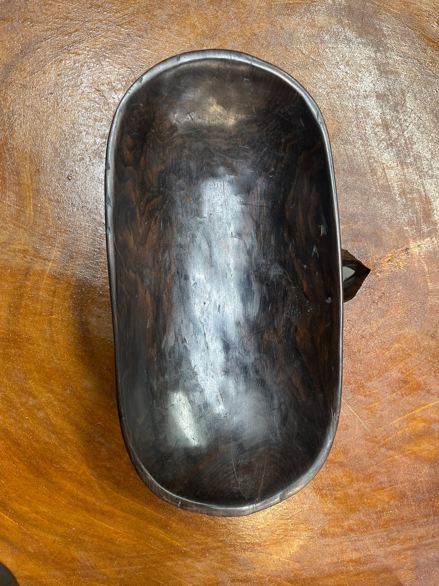 Ebony Wooden Tray / Dish with Fish Engraving on Sides