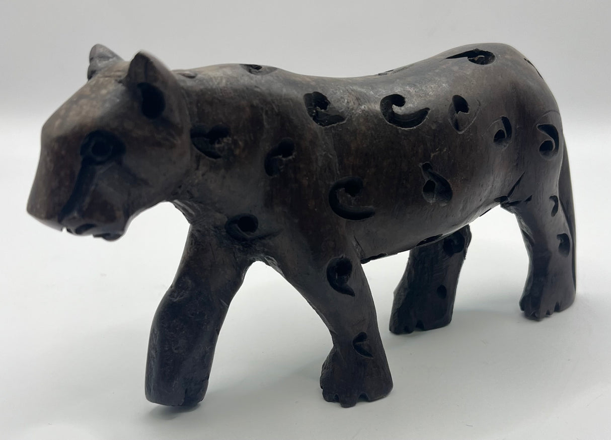 Mahogany Wooden Standing Leopard