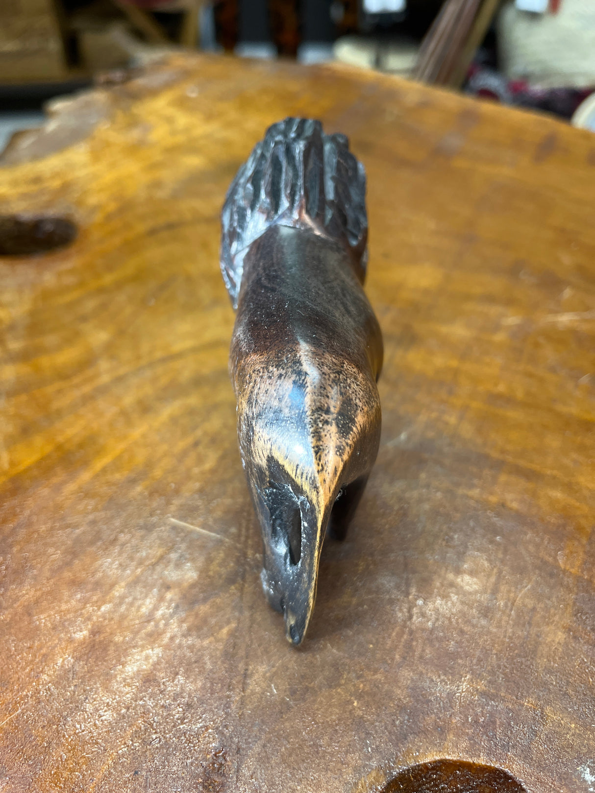 Beautiful In its own Right Hand Carved Dark Small Lion