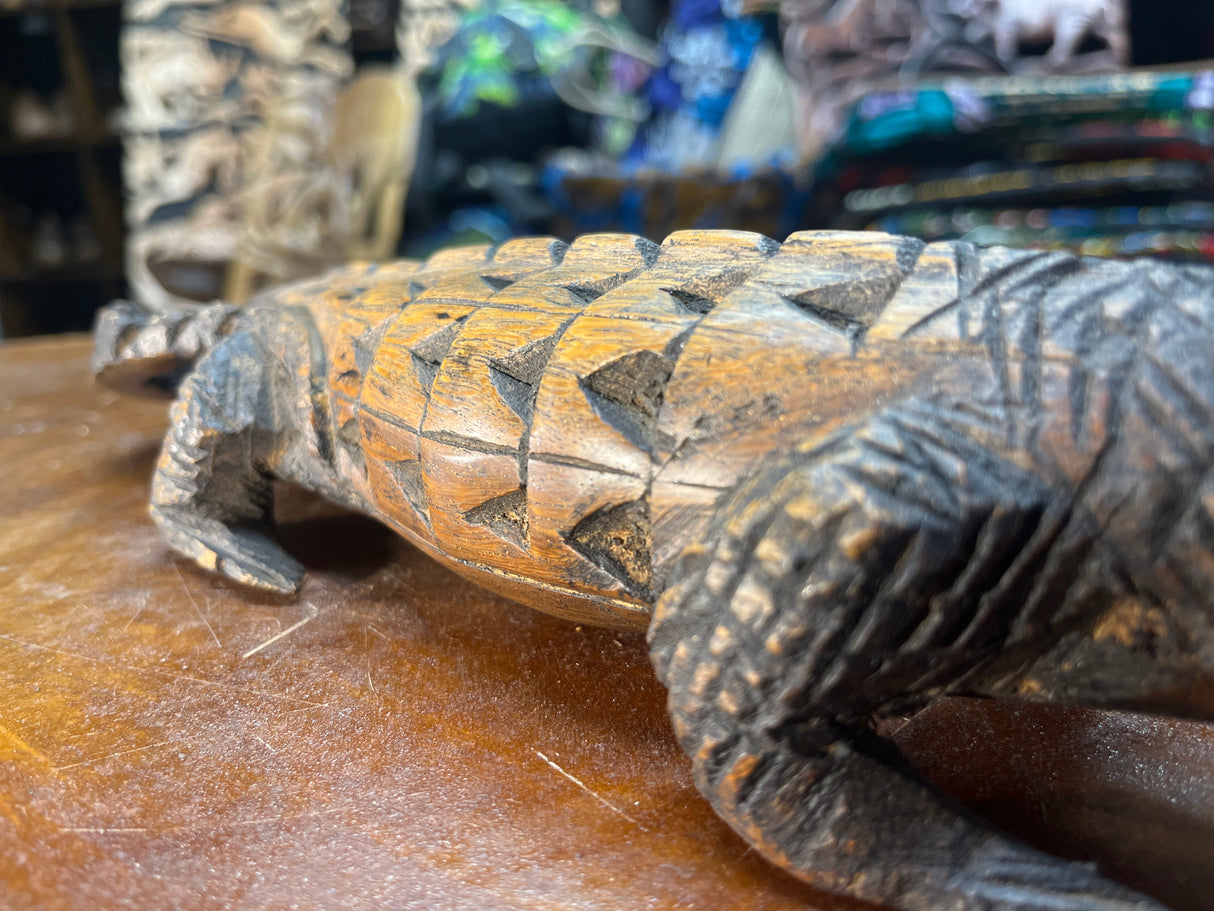 Hand Carved Intricate Wooden Crocodile Malawi