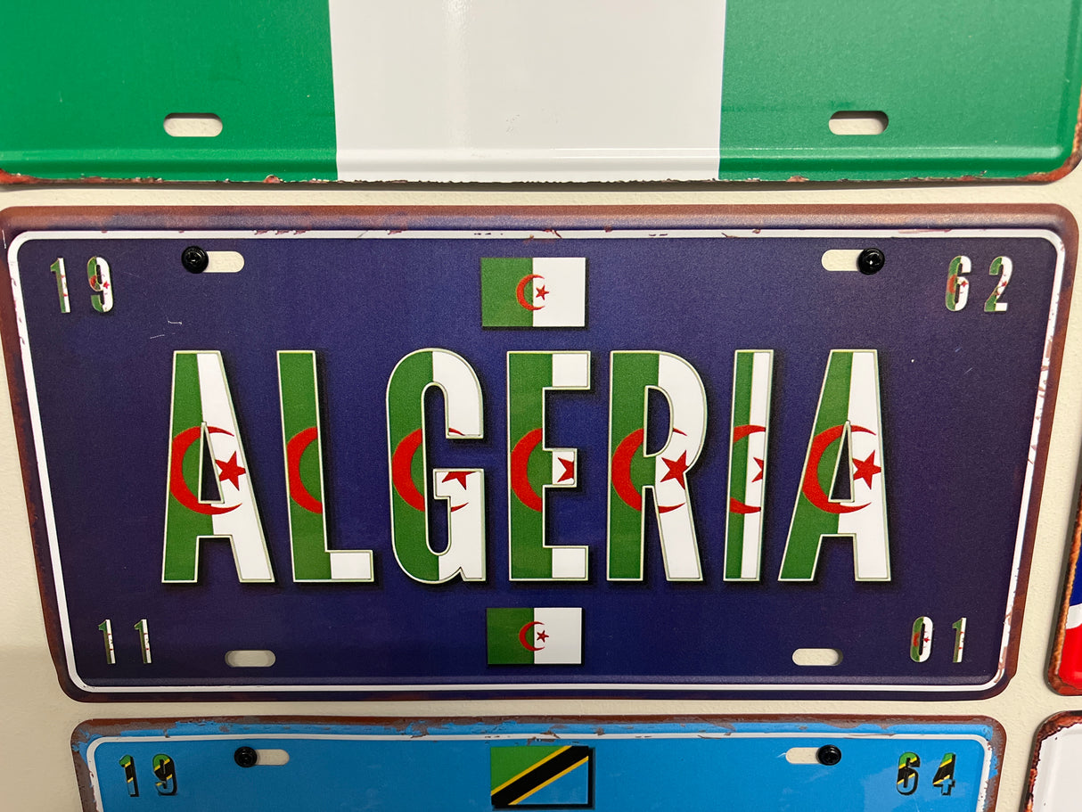 Metal Country Flag And Name Pattern License Plate Room Decor 15x30cm