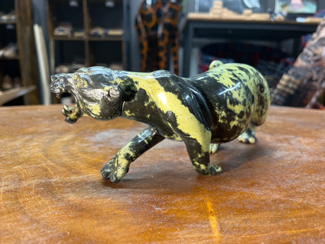 Large Growling Stone Panther Handmade In Malawi