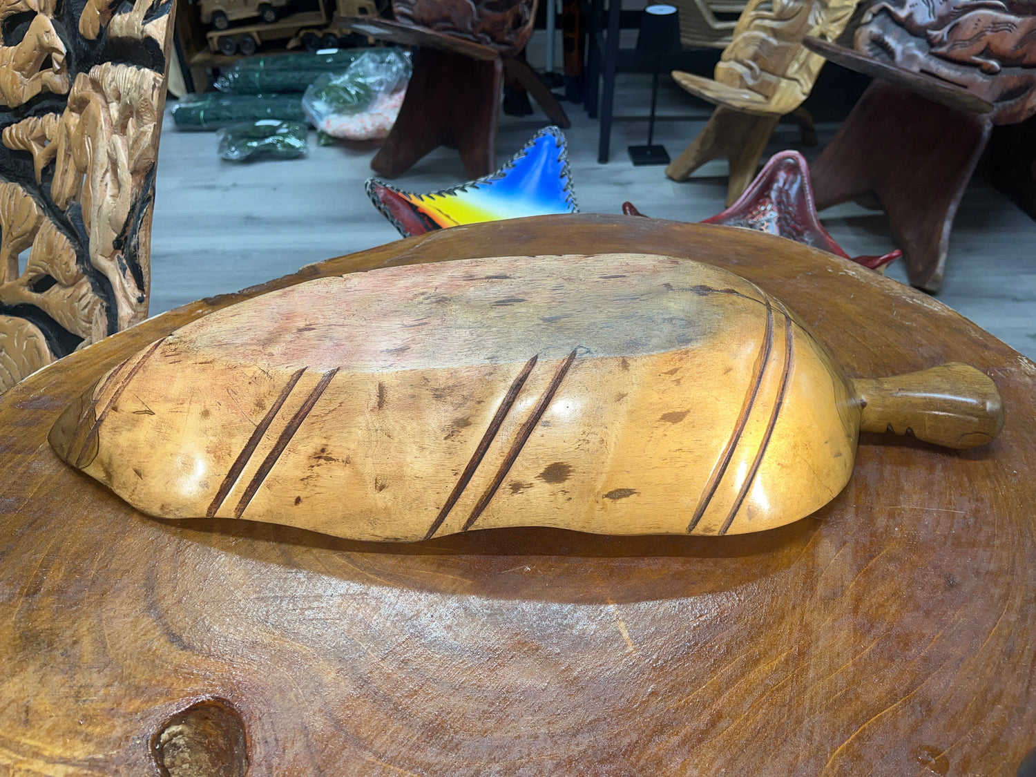 Large Handmade Wooden Leaf Salad and service Dish