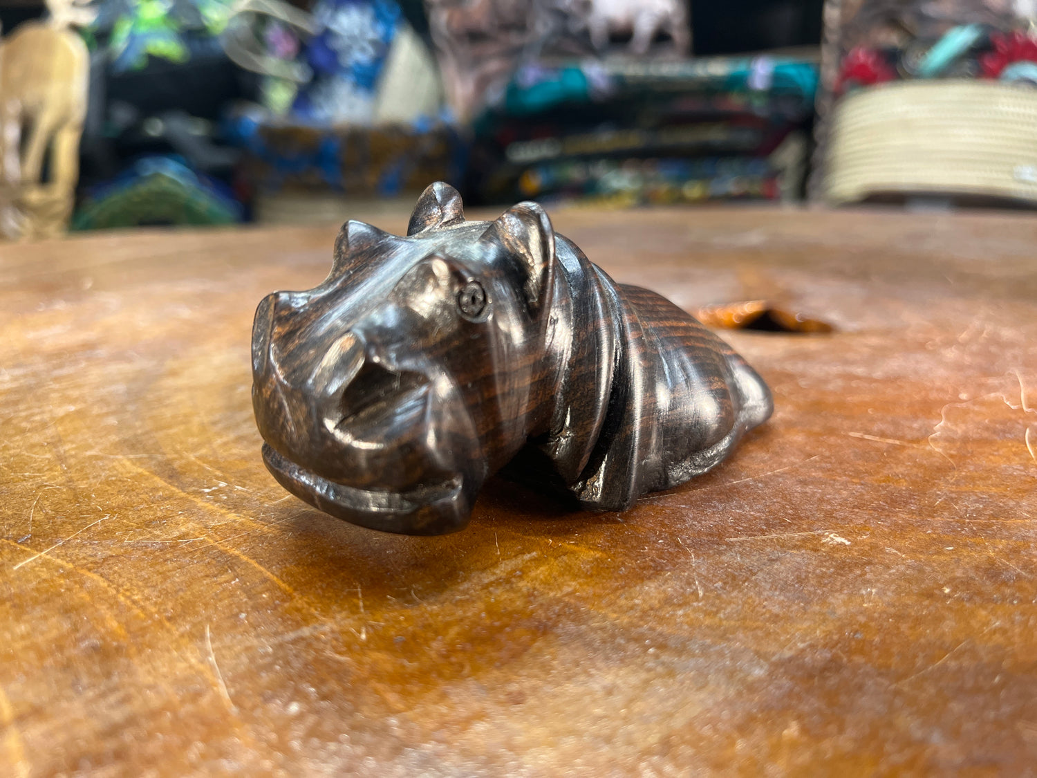 Hand Carved Ebony Wood Floating Hippo Bottle Opener