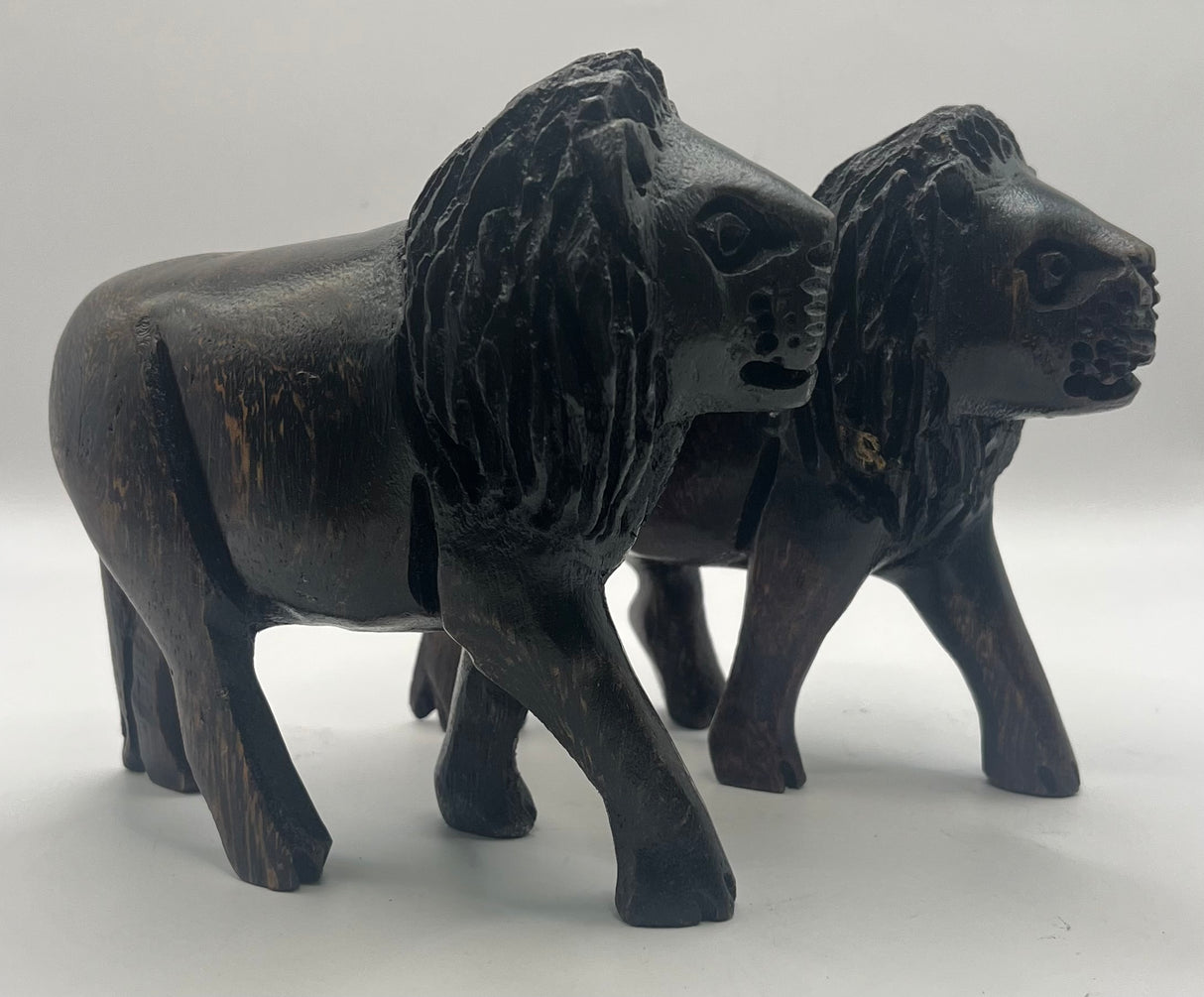 Mahogany Wooden Standing Lion