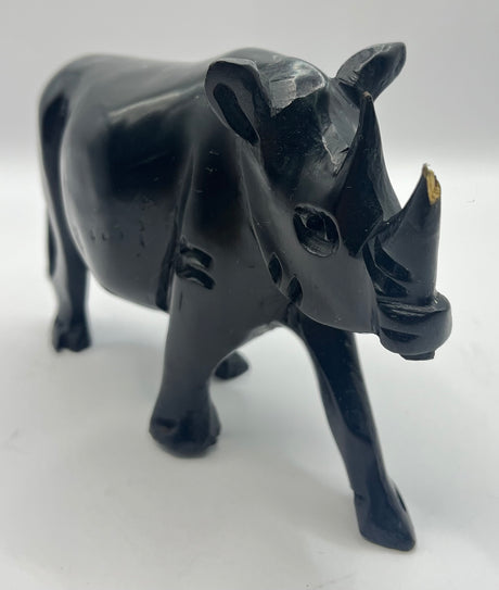 Ebony Wooden Standing Rhino