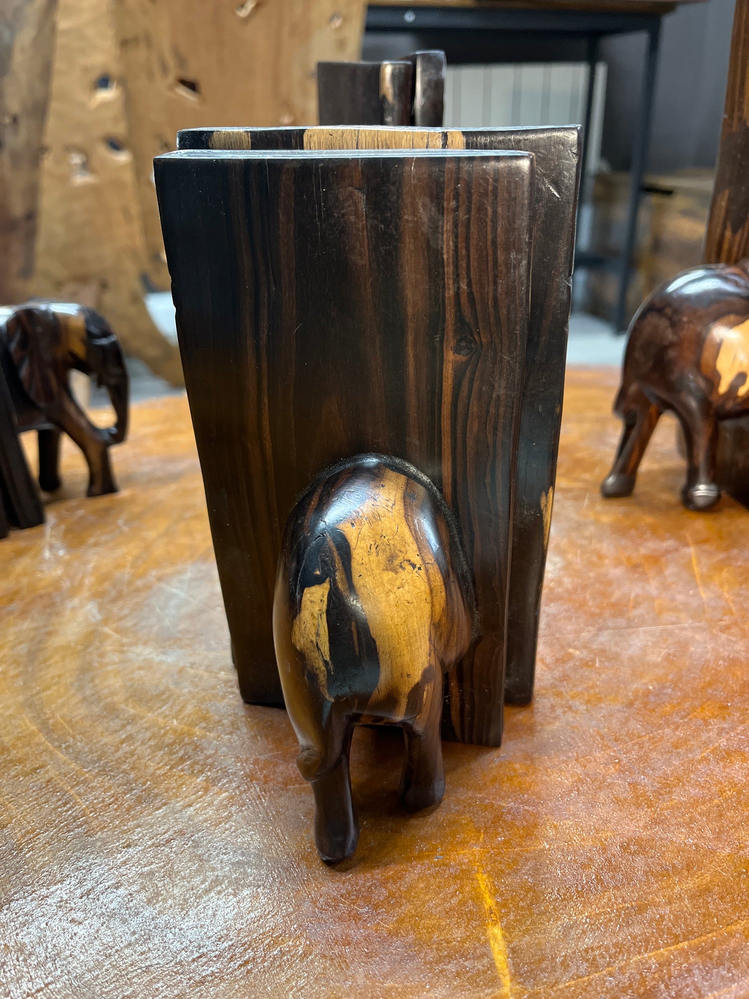 Beautifully Grained Ebony Elephant Book End