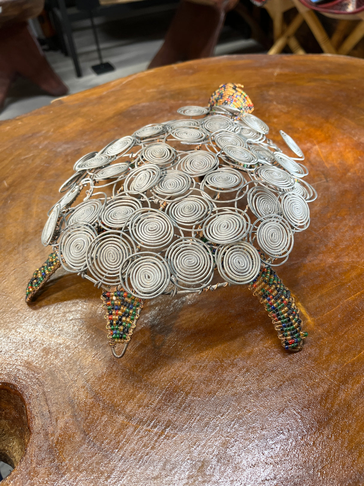 Handmade Wire Turtle with Coloured Beads