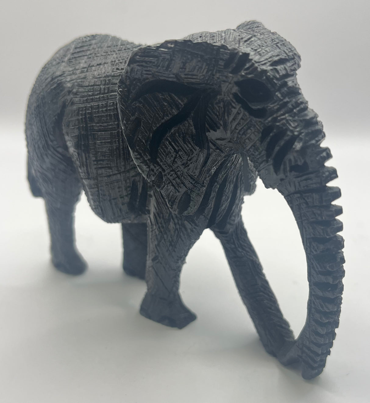 Textured Ebony Wooden Elephant