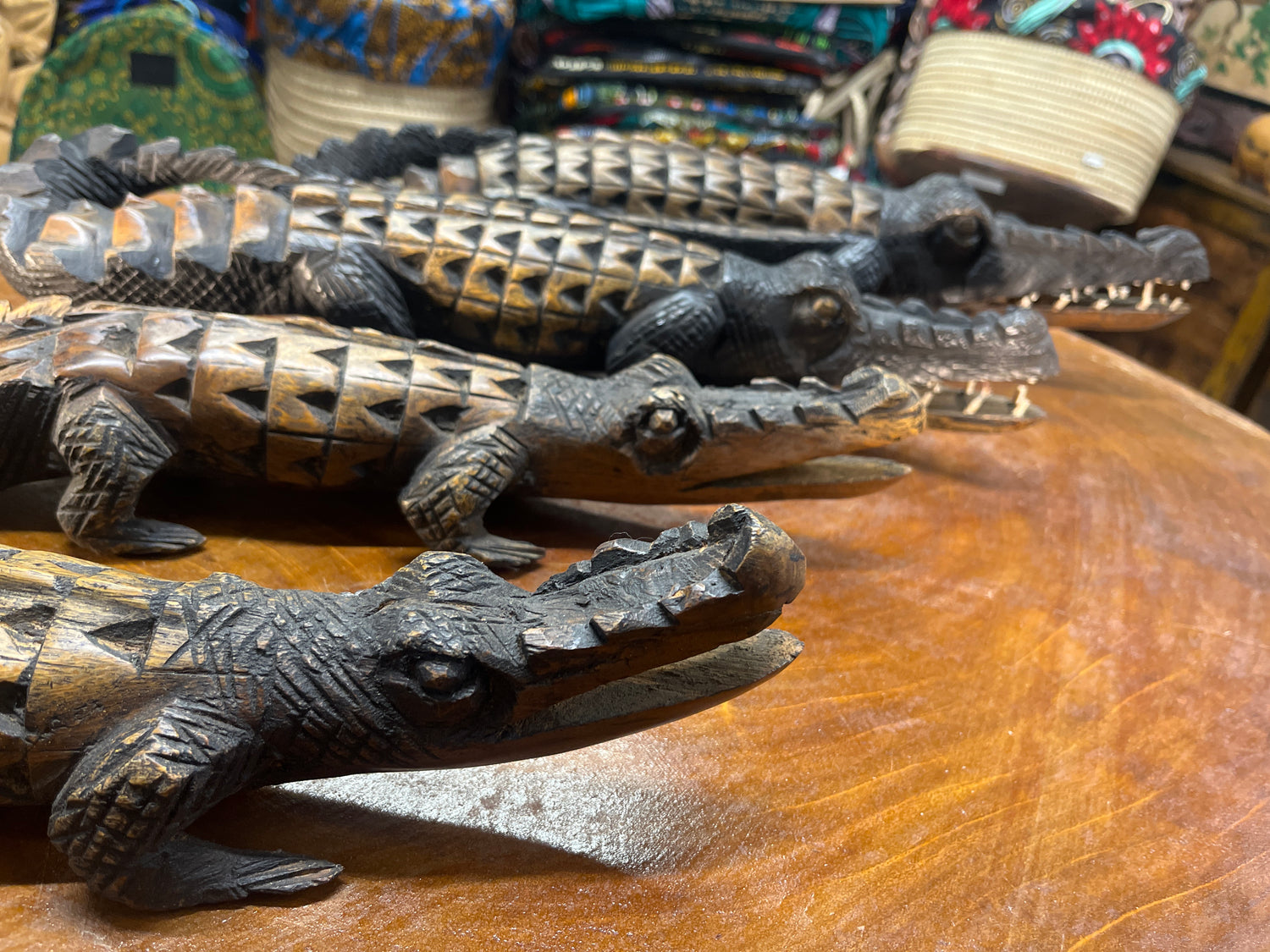 Hand Carved Intricate Wooden Crocodile Malawi