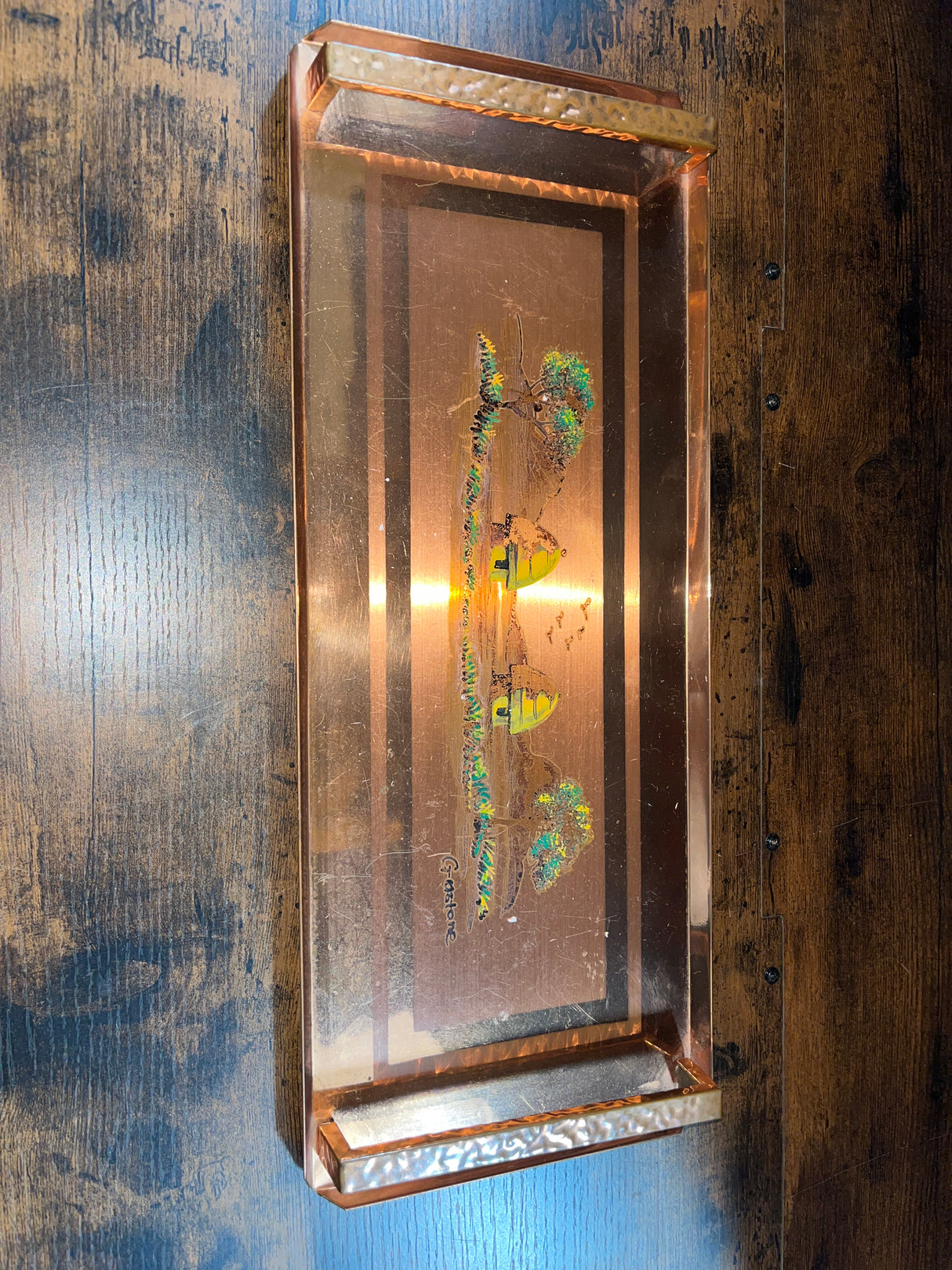 Gastone African Village Scene Copper Tray