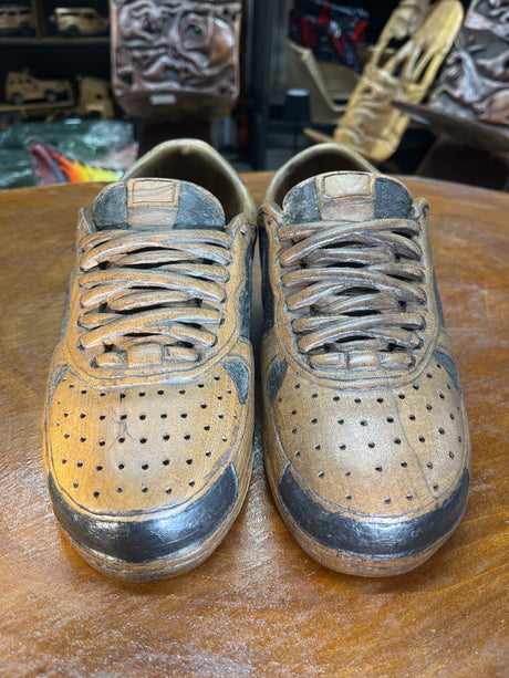 Pair of Nike Dunk Low V1.1 Hand Carved Mahogany Display Piece