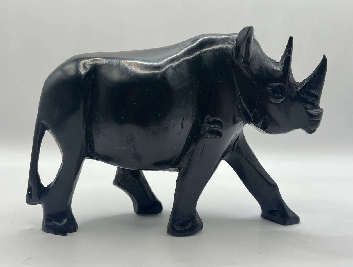 Ebony Wooden Standing Rhino