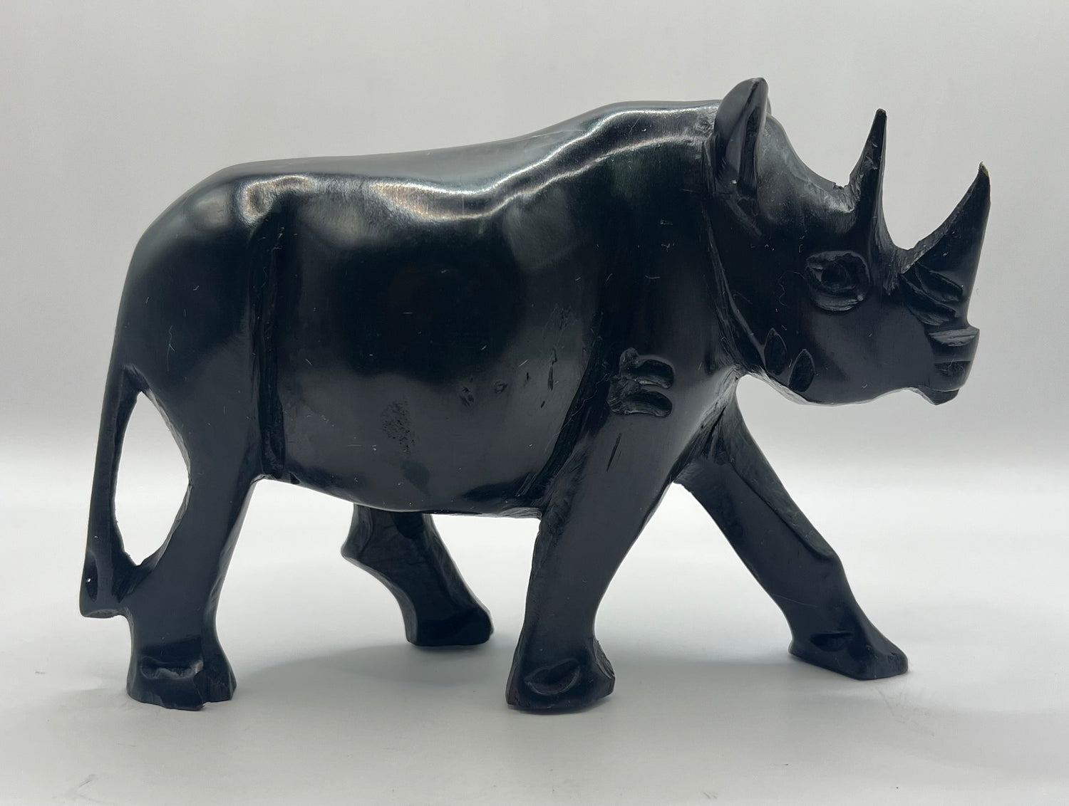 Ebony Wooden Standing Rhino