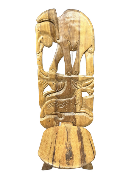 Small Functional Hand Carved Malawian Animal Story Chair