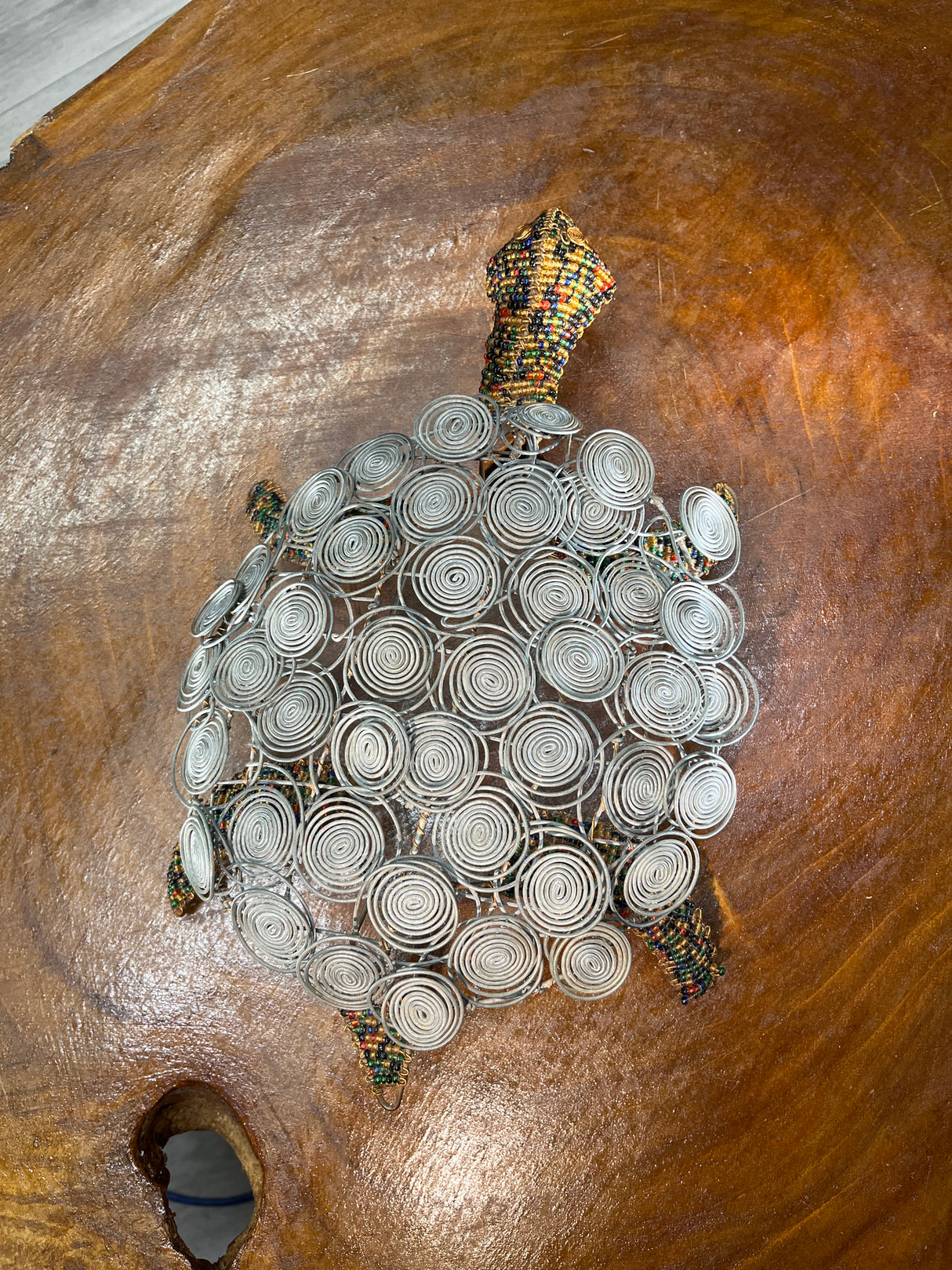 Handmade Wire Turtle with Coloured Beads
