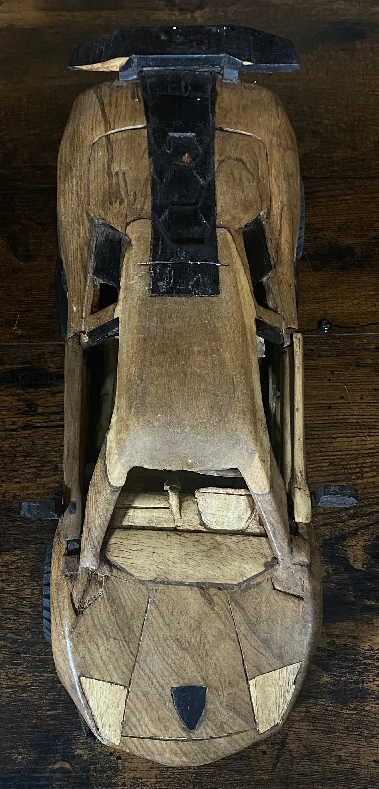 Hand Carved Mahogany Lamborghini Display Piece
