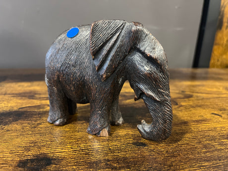 Small Textured Ebony Wooden Elephant