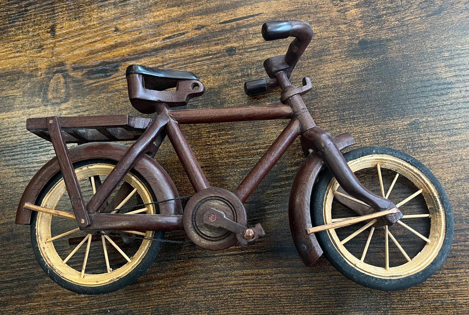 Intricate Moving Wooden Bicycle
