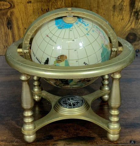 Beige Gemstone Globe With Matte Brass Cradle