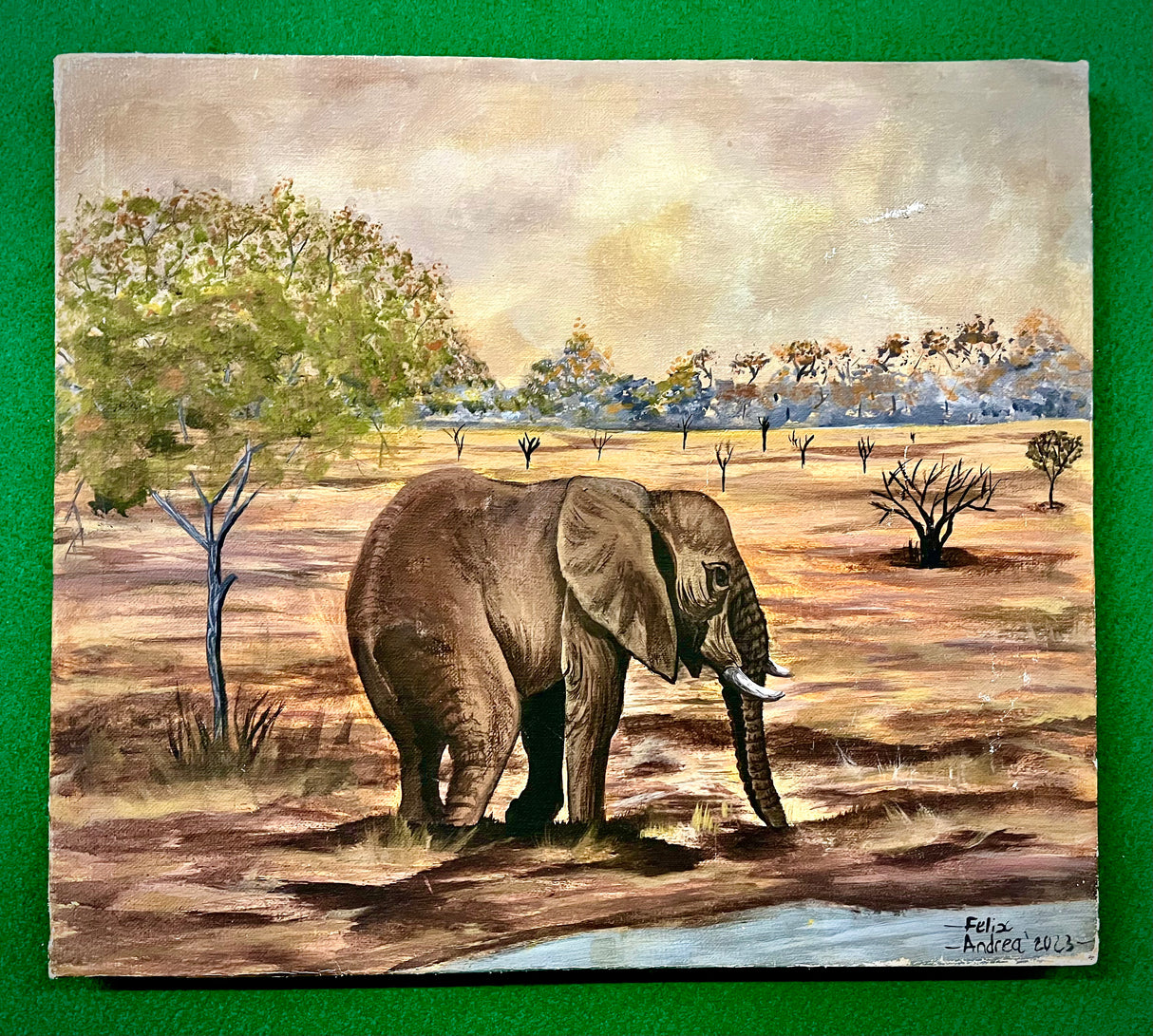 Acrylic Painting On Cloth - 'A Solemn Journey'