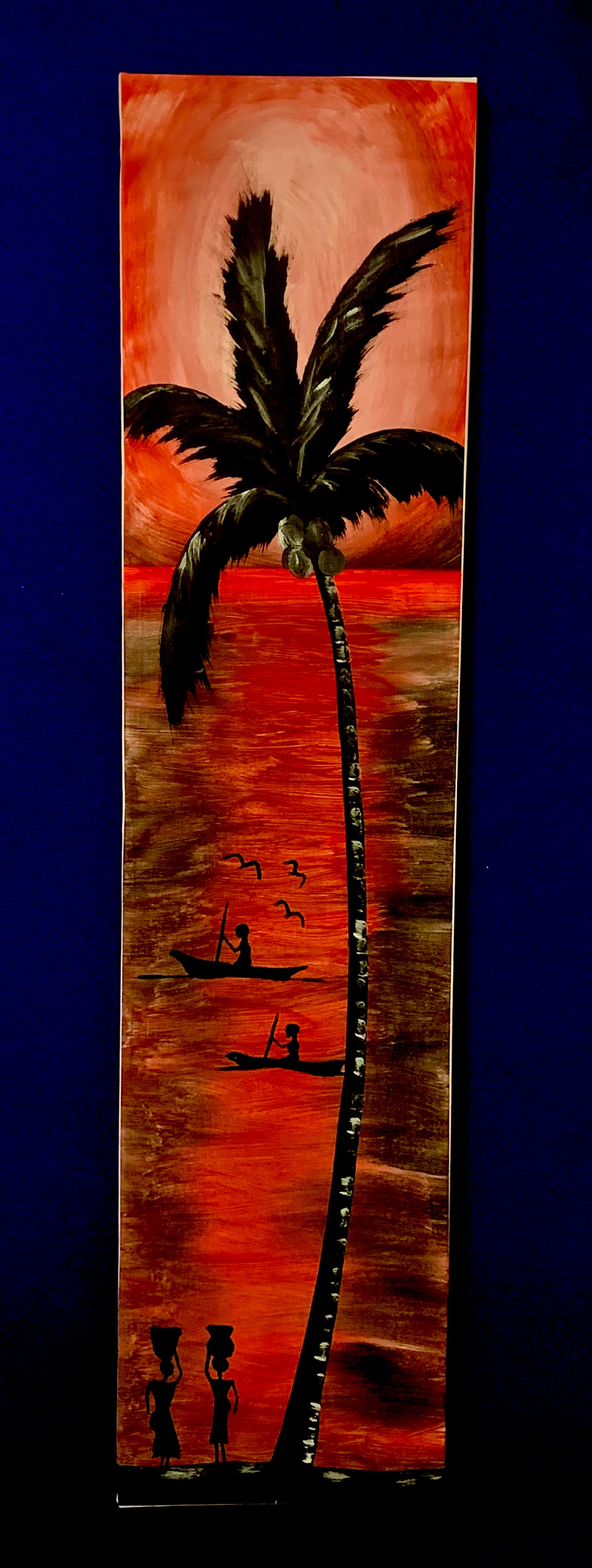 Acrylic Painting On Canvas - 'Working Until Sunset'