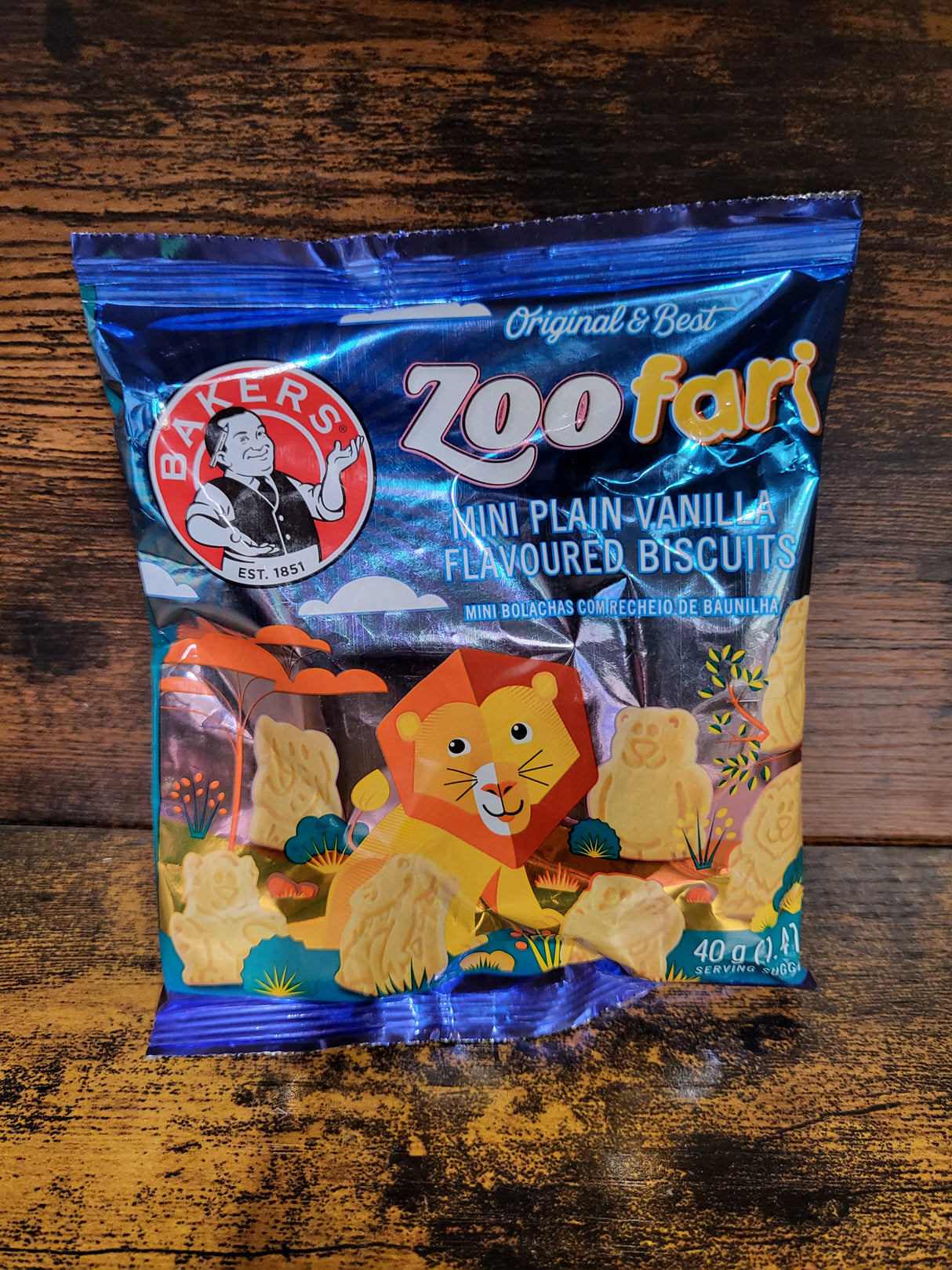 Bakers Zoofari Mini Plain Vanilla Biscuits 40g Bag