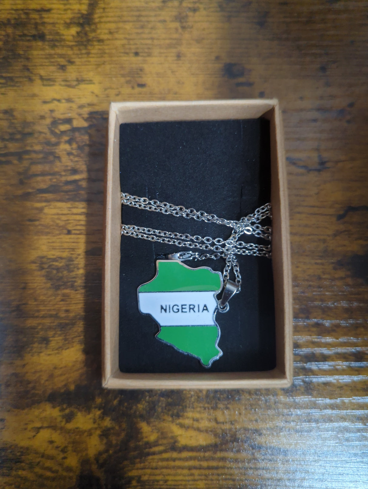 National Flag Country Shape And Name Silver Necklace 60cm Chain